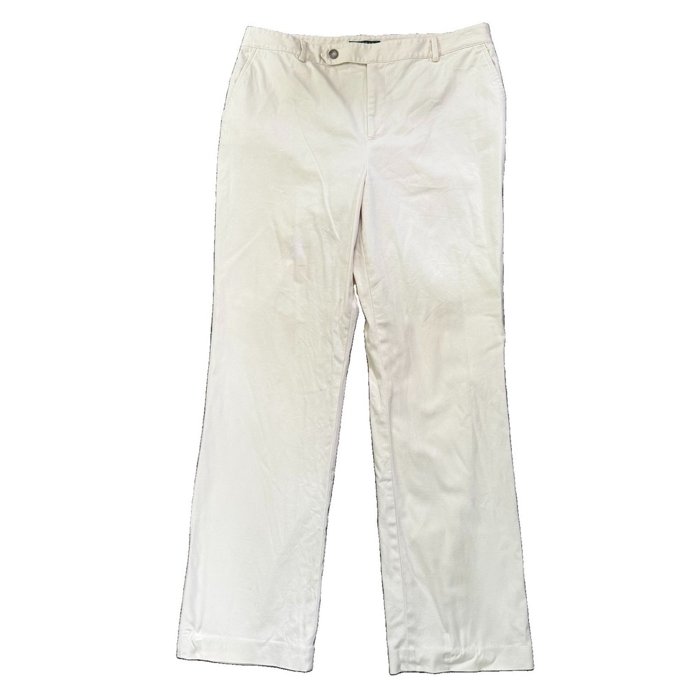 Lauren Ralph Lauren Pants Womens 14 Ivory Textured Stretch Casual Office Slacks